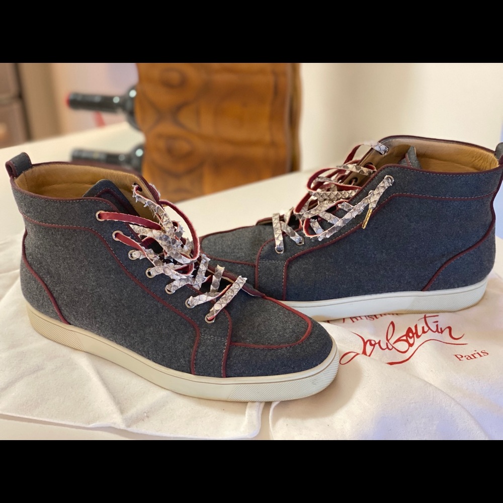 Christian Louboutin gray flannel sneakers sz 10.5